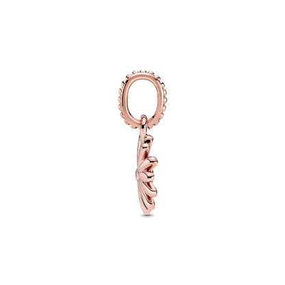 Pink Daisy Dangle Charm  S925 Sterling Silver
