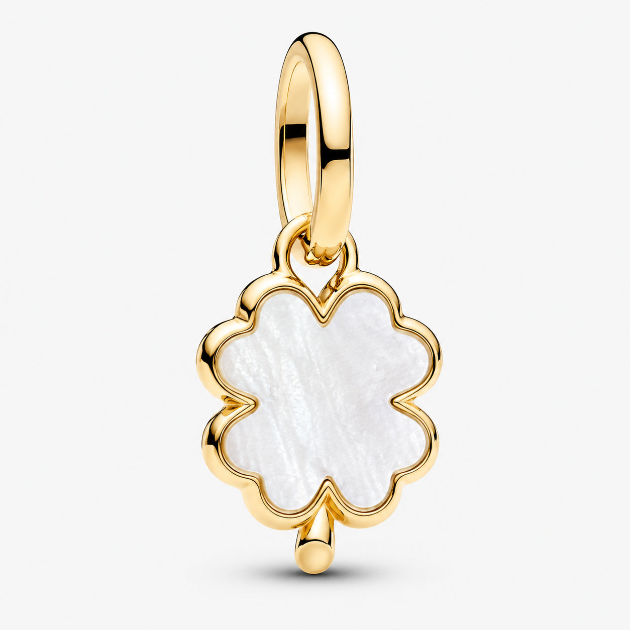White Lucky Clover Dangle Charm S925 Sterling Silver