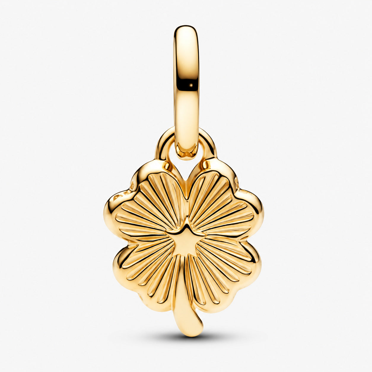 White Lucky Clover Dangle Charm S925 Sterling Silver