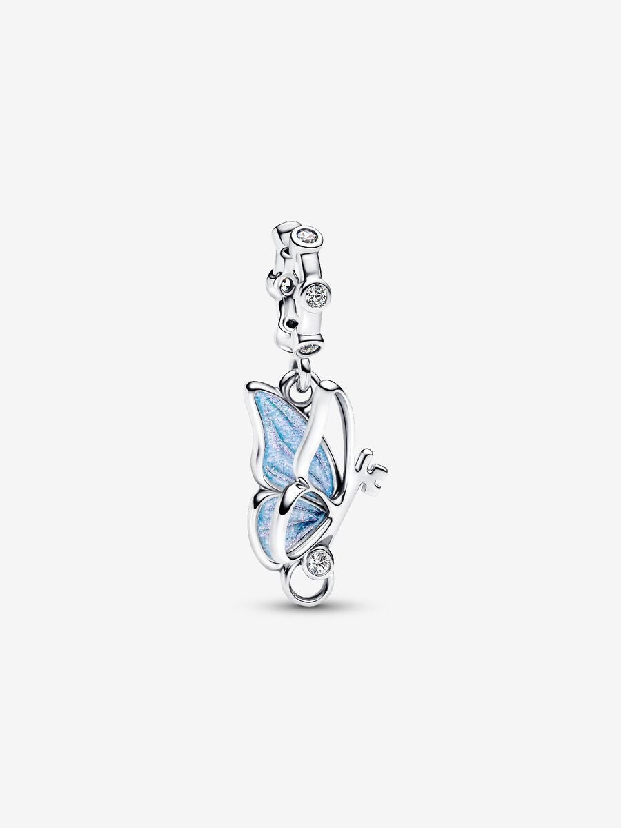 Winged Butterfly Dangle Charm Hallmarked S925 Sterling Silver