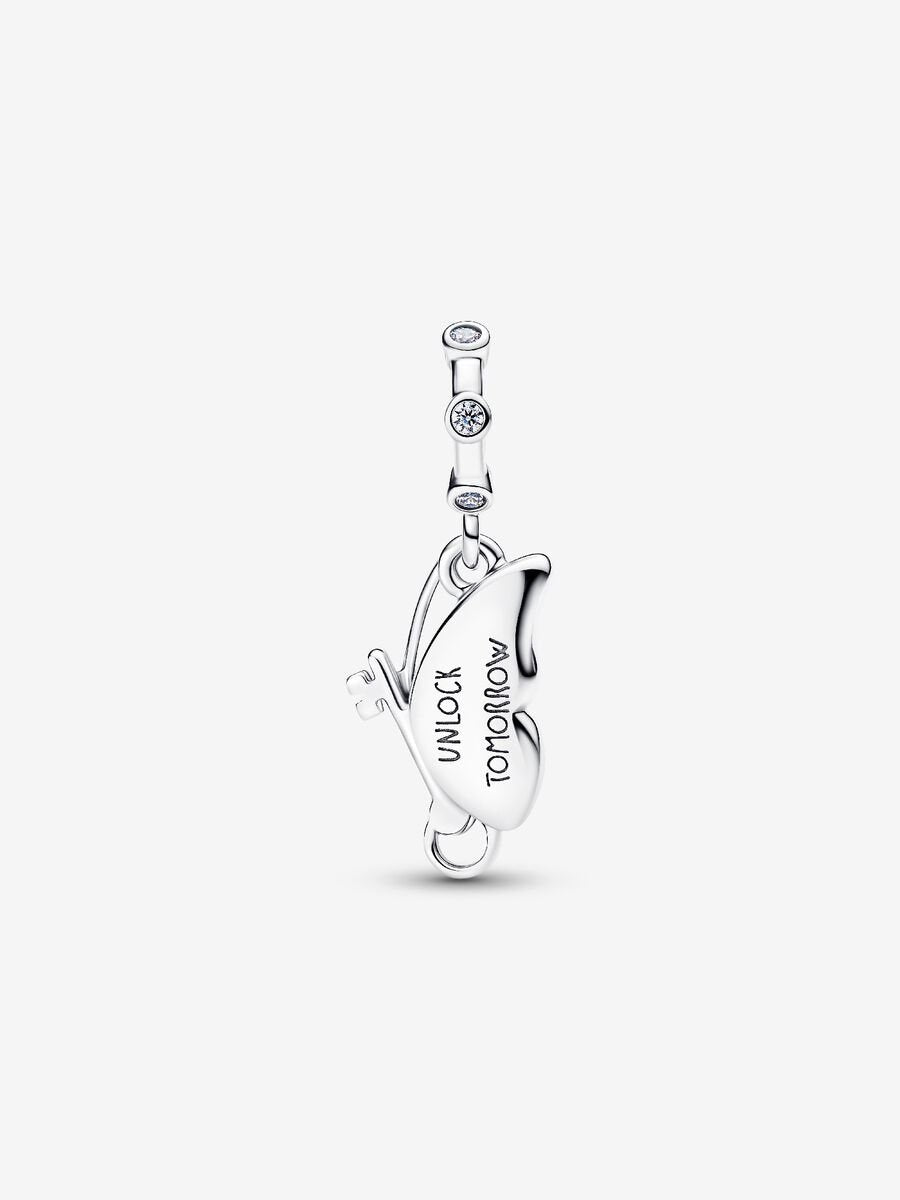 Winged Butterfly Dangle Charm Hallmarked S925 Sterling Silver