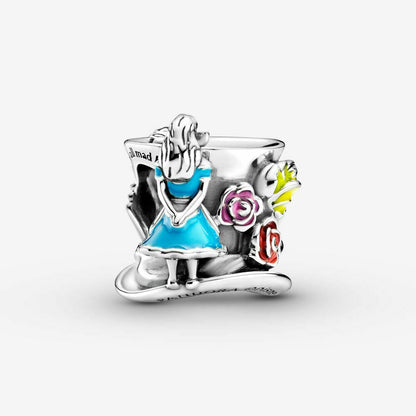 Disney Alice in Wonderland Mad Hatters Tea Party Charm S925 Sterling Silver