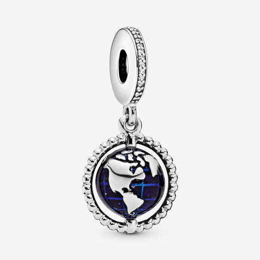 Globe Dangle Charm S925 Sterling Silver