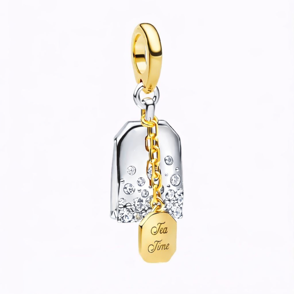 Bridgerton Tea Bag Dangle Charm S925 Sterling Silver