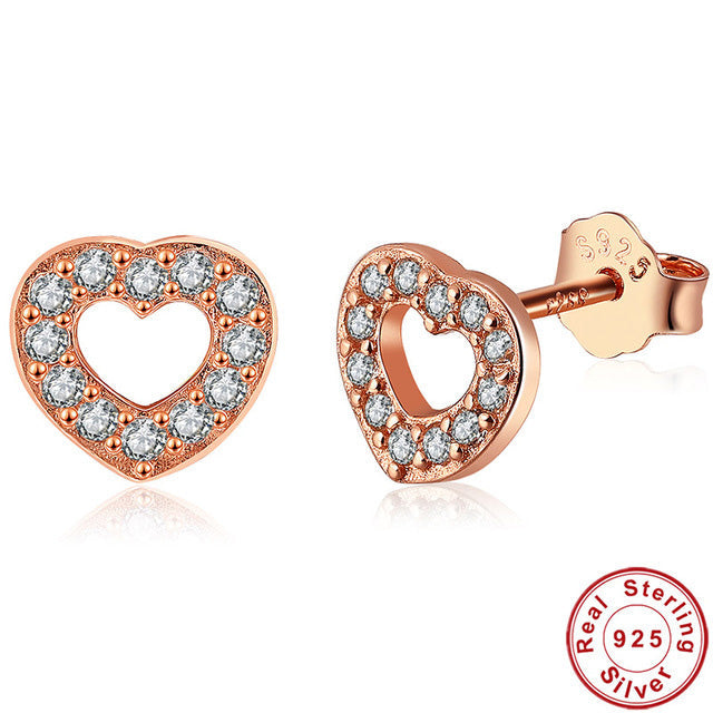 Captured Heart Sterling Silver rose gold stud Earrings