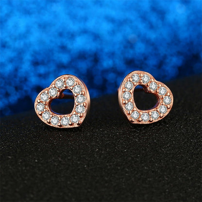 Captured Heart Sterling Silver rose gold stud Earrings