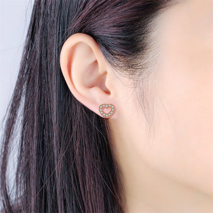 Captured Heart Sterling Silver rose gold stud Earrings