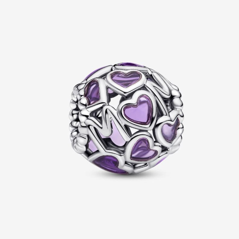 Openwork Hearts Mum Charm S925 Sterling Silver