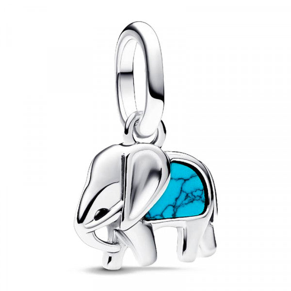 Turquoise-coloured Elephant Mini Dangle Charm S925 Sterling Silver