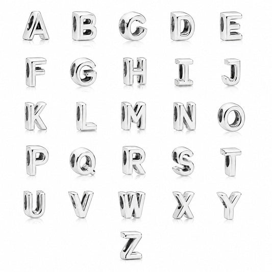S925 Simple Alphabets A to Z Sterling Silver Charms Collection