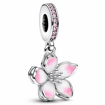 Cherry Blossom Dangle Charm S925 Sterling Silver