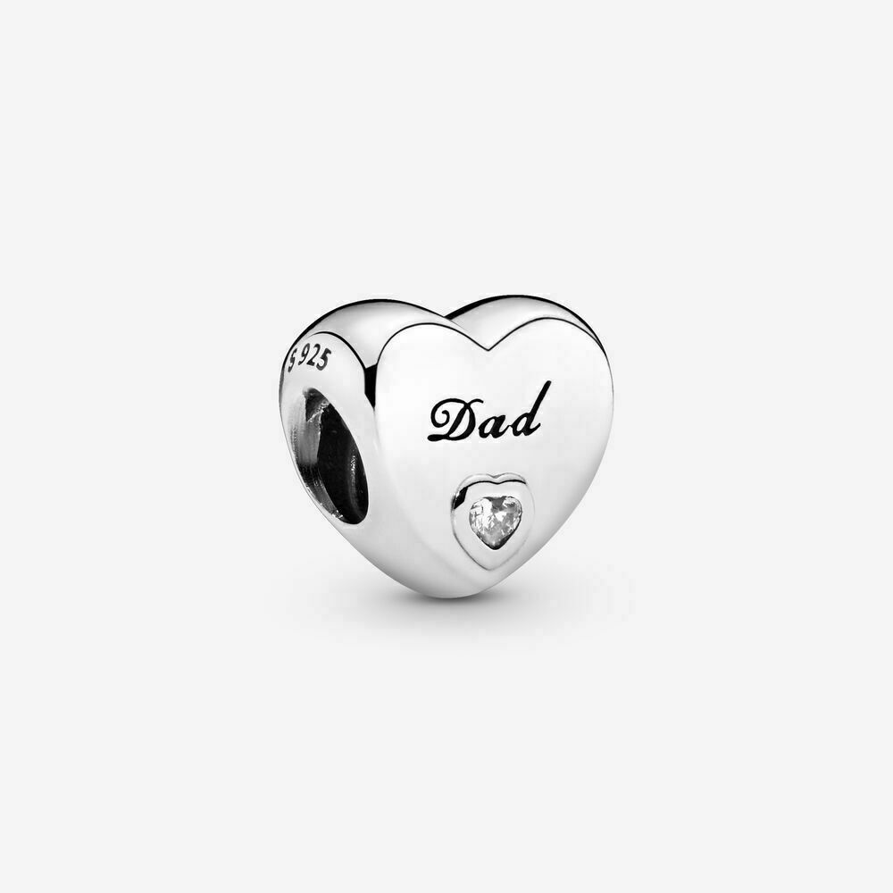 Dad Heart Charm S925 Sterling Silver