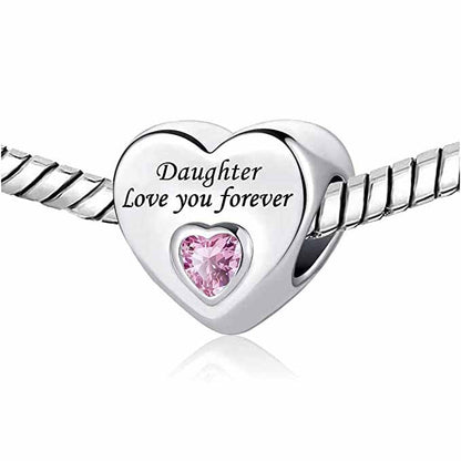 Daughter Love You Forever Heart Charm S925 Sterling Silver