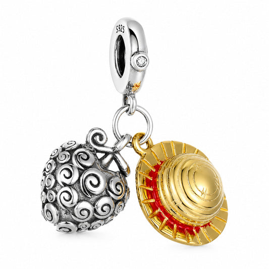Devil Fruit Double Dangle Charm  S925 Sterling Silver
