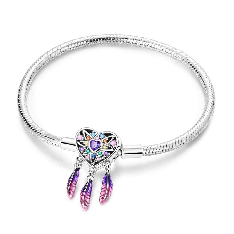 Dreamcatcher Rainbow Heart Clasp Charm Bracelet