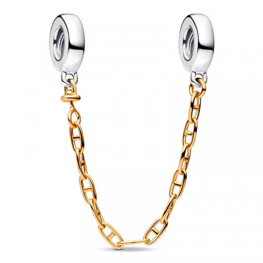 Elongated Safety Chain Charm Hallmarked S925 Sterling Silver