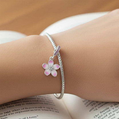 Cherry Blossom Dangle Charm S925 Sterling Silver
