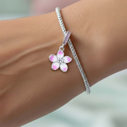 Cherry Blossom Dangle Charm S925 Sterling Silver