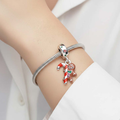 Gingerbread Man Dangle Charm S925 Sterling Silver