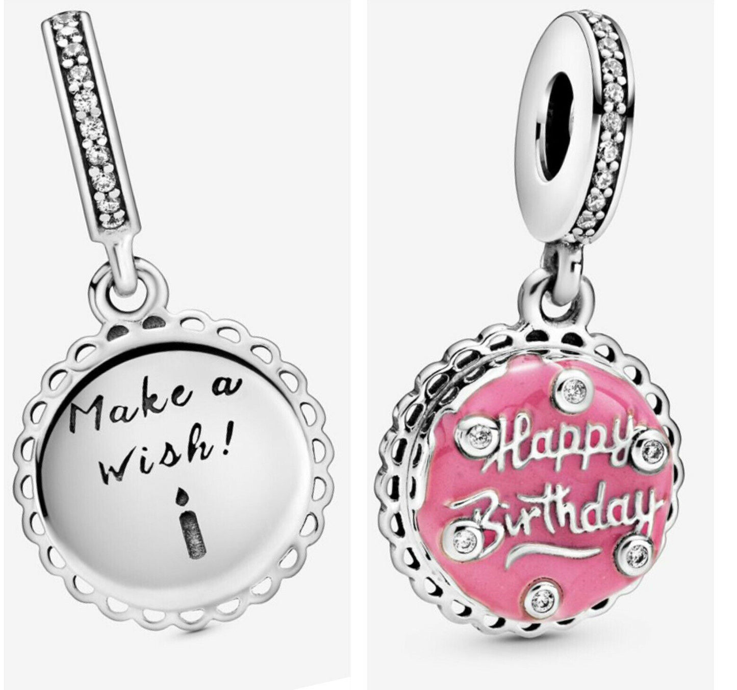 Birthday Cake Dangle Charm S925 Sterling Silver