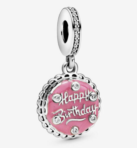 Birthday Cake Dangle Charm S925 Sterling Silver