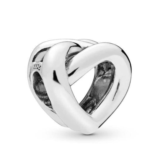 Knotted Heart Charm S925 Sterling Silver