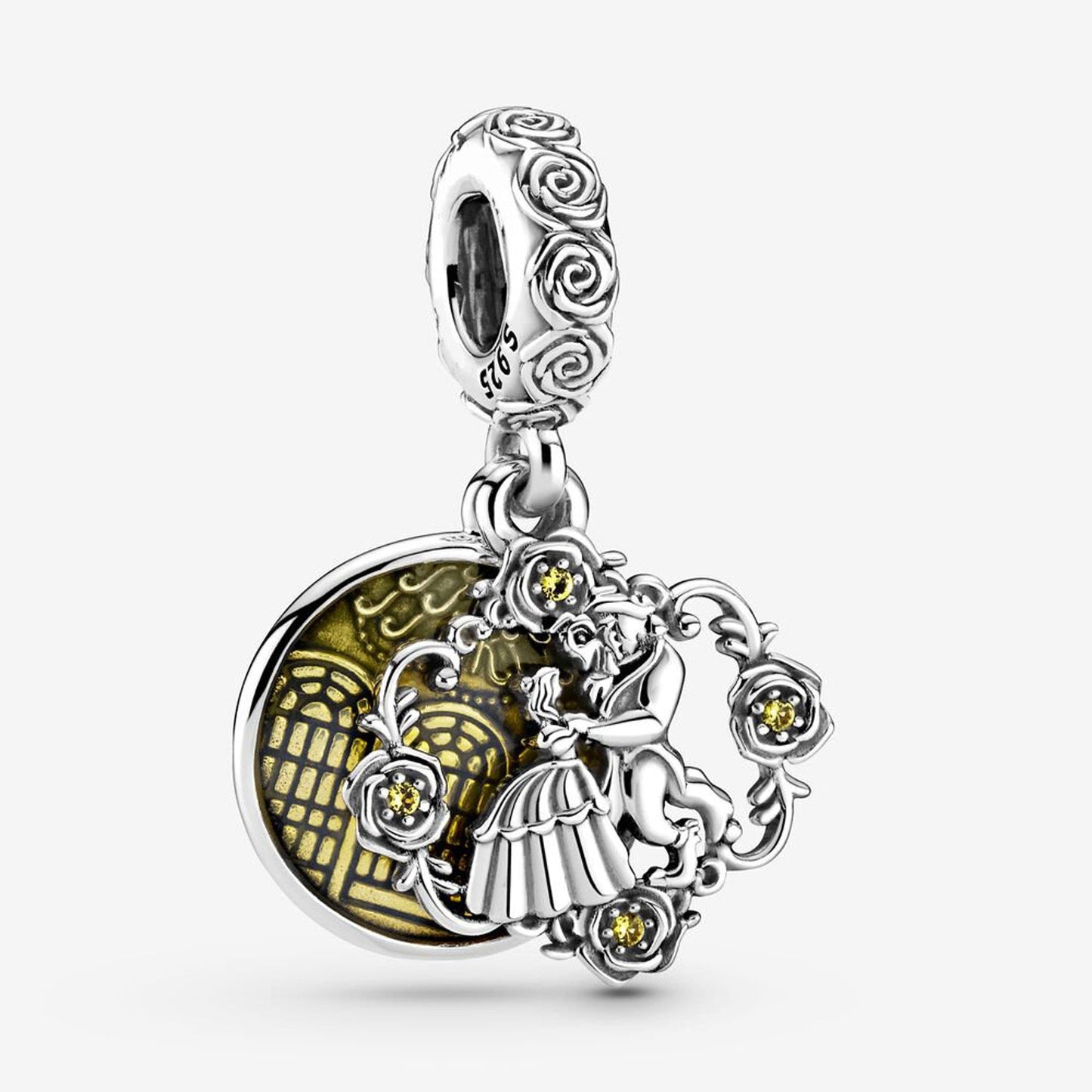 Disney Beauty & Beast Double Dangle Charm S925 Sterling Silver