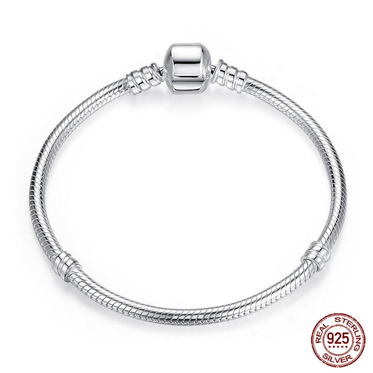 Barrel Clasp Snake Chain Charm Bracelet