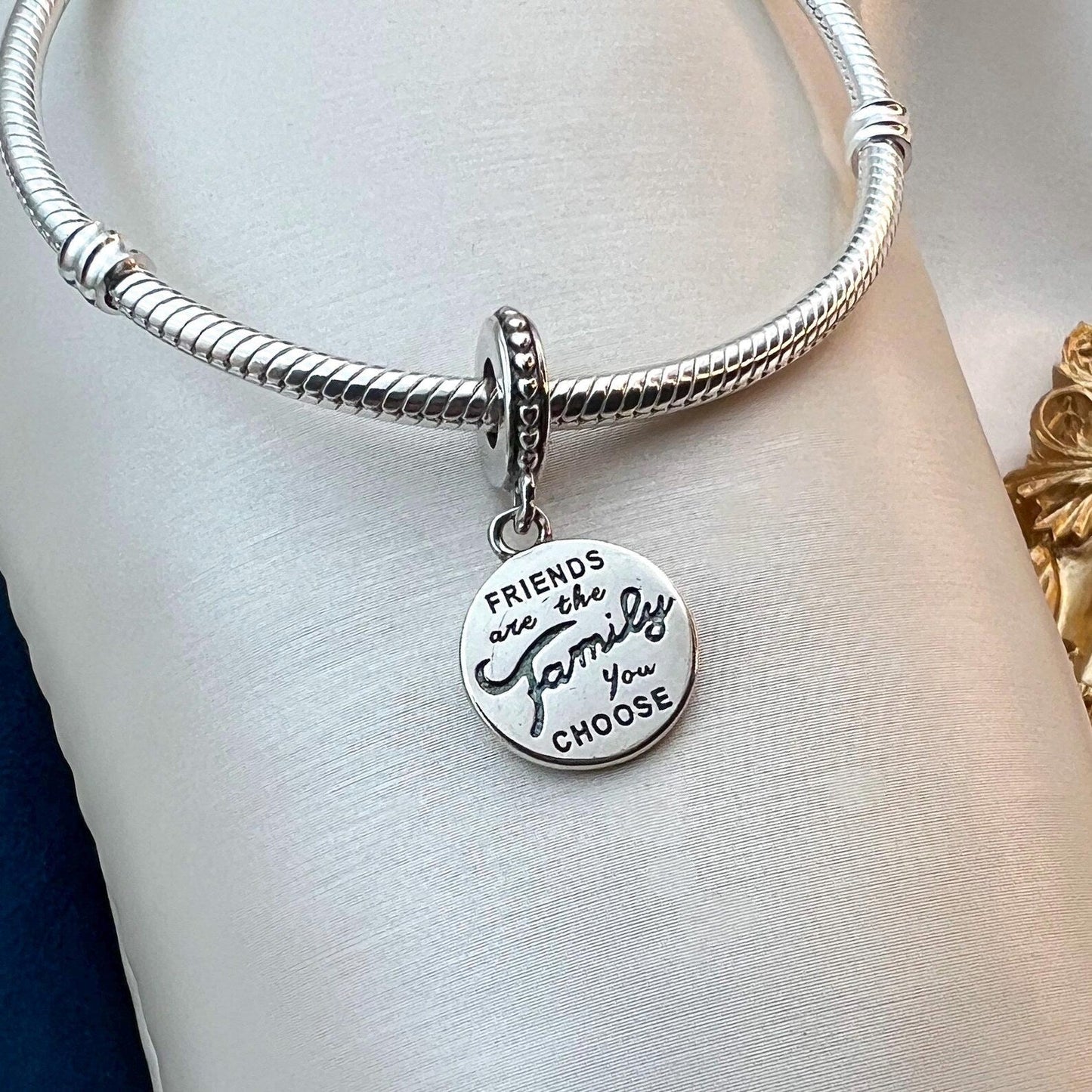 Friends Are Family Dangle Charm S925 Compatible Sterling Silver Charm