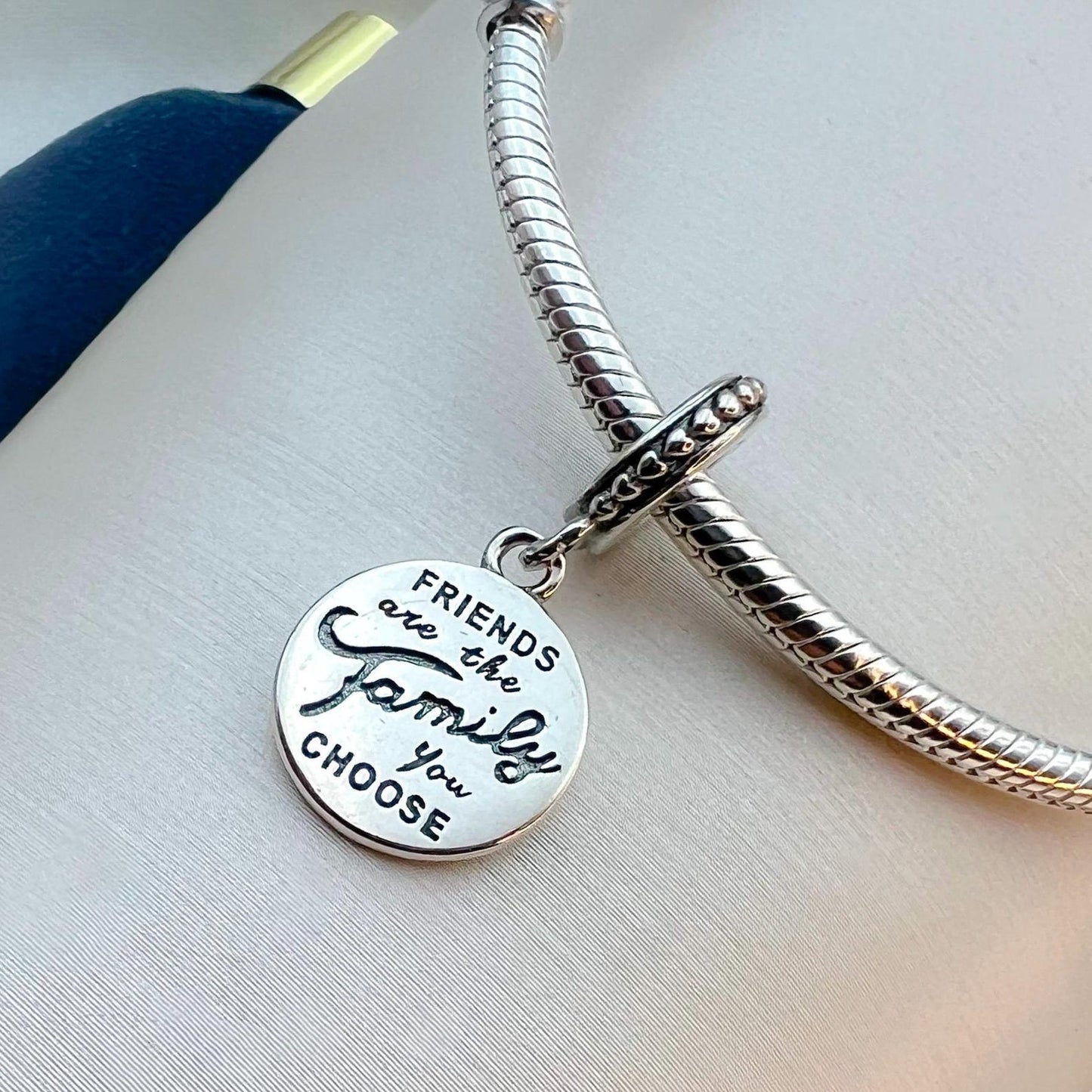 Friends Are Family Dangle Charm S925 Compatible Sterling Silver Charm