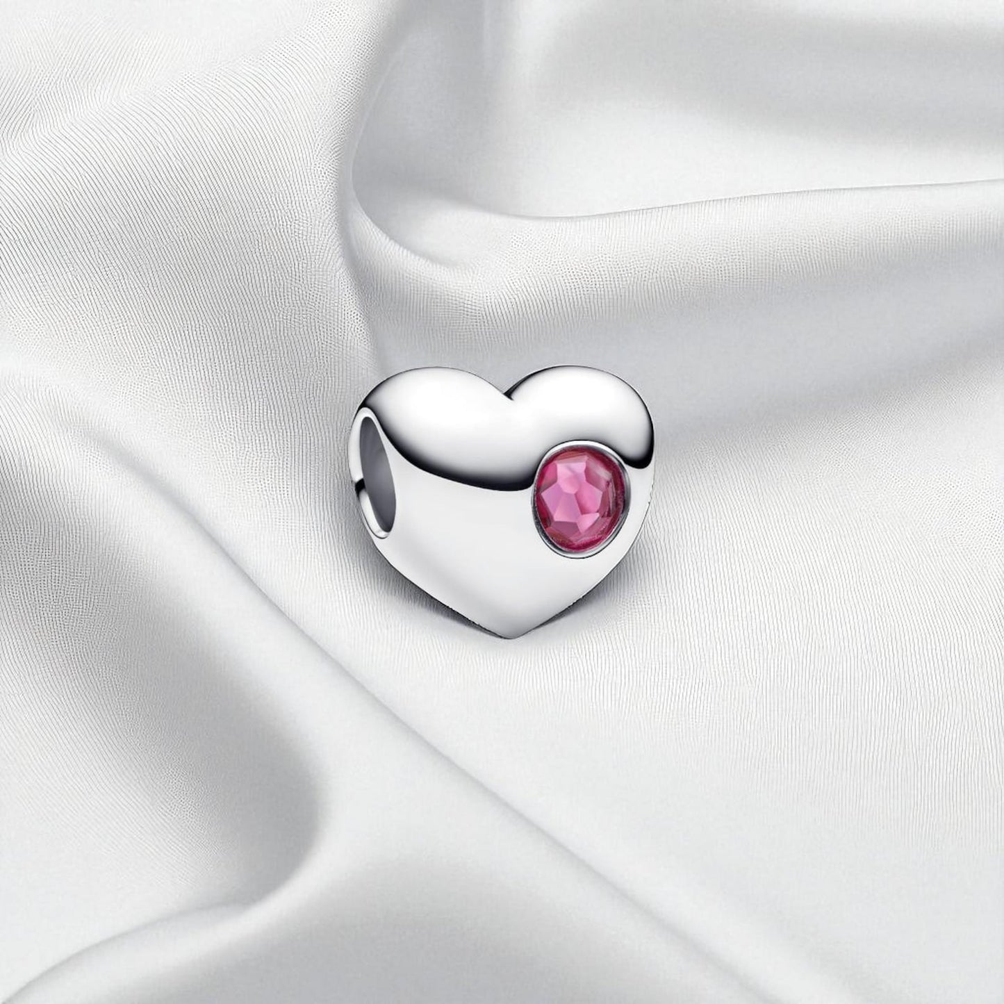 Birthstone Hearts Bracelet Charm S925 Sterling Silver