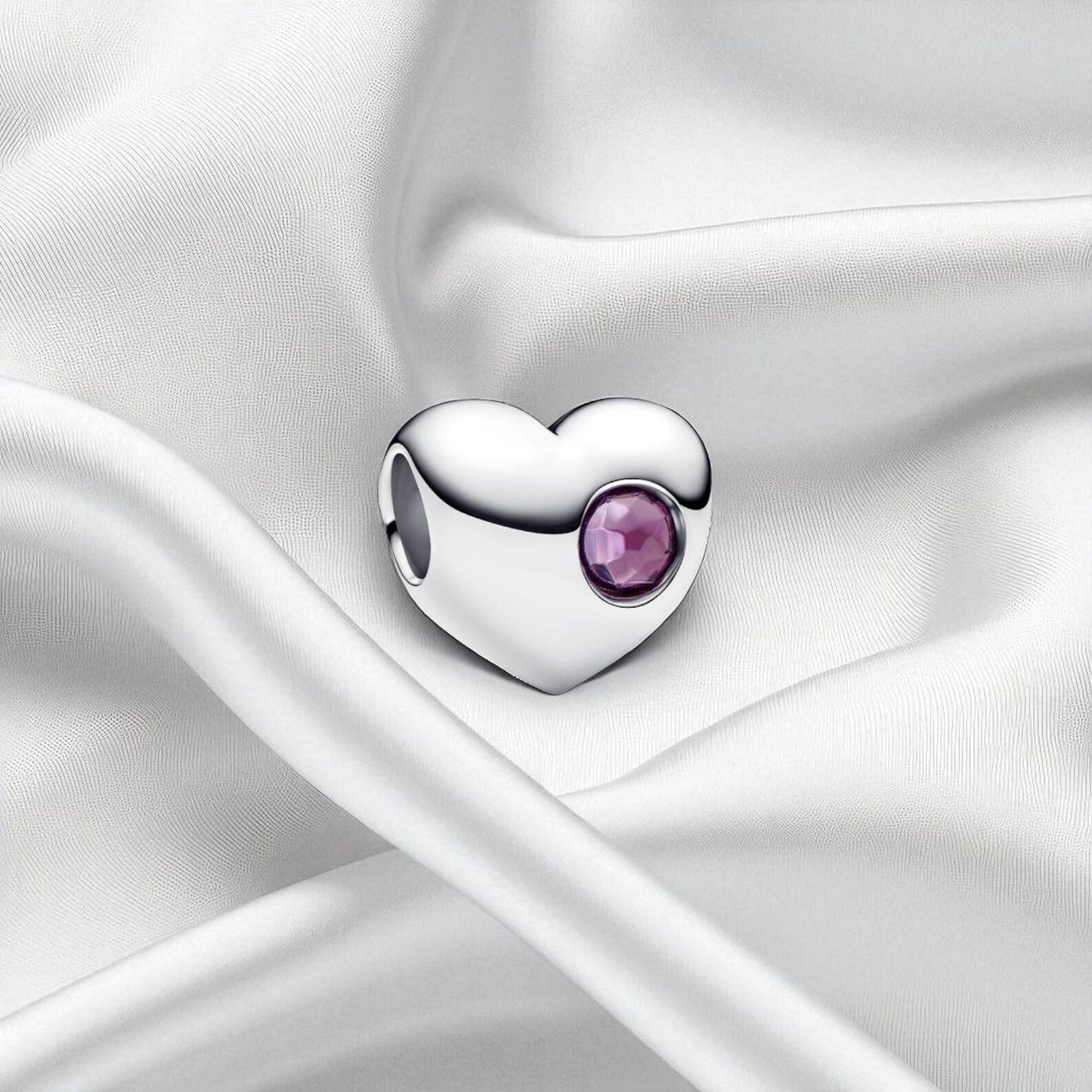 Birthstone Hearts Bracelet Charm S925 Sterling Silver