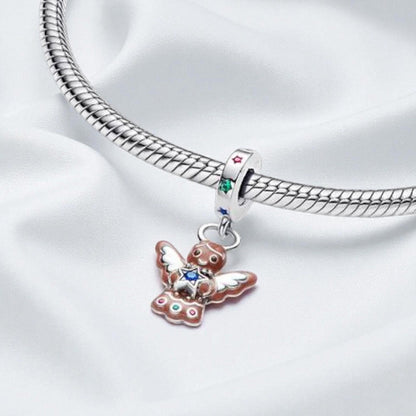 Gingerbread Angel Dangle Charm  S925 Sterling Silver