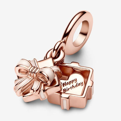 Openable Birthday Gift Dangle Charm S925 Sterling Silver
