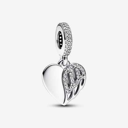 Heart & Angel Dangle Charm S925 Sterling Silver