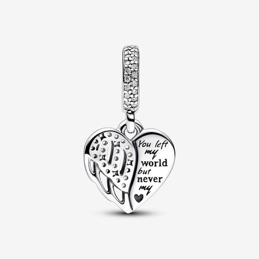 Heart & Angel Dangle Charm S925 Sterling Silver