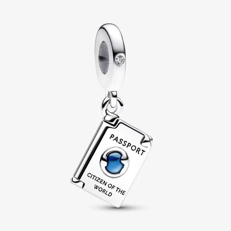 Openable Passport Dangle Charm S925 Sterling Silver