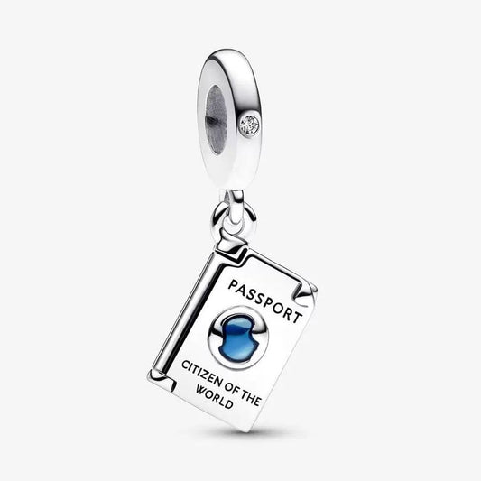 Openable Passport Dangle Charm S925 Sterling Silver