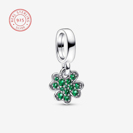 Four Leaf Clover Dangle Charm S925 Sterling Silver