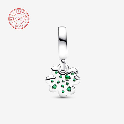 Four Leaf Clover Dangle Charm  S925 Sterling Silver