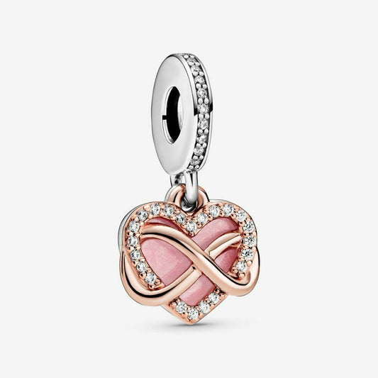 Infinity Heart Dangle Charm S925 Compatible Sterling Silver Charm