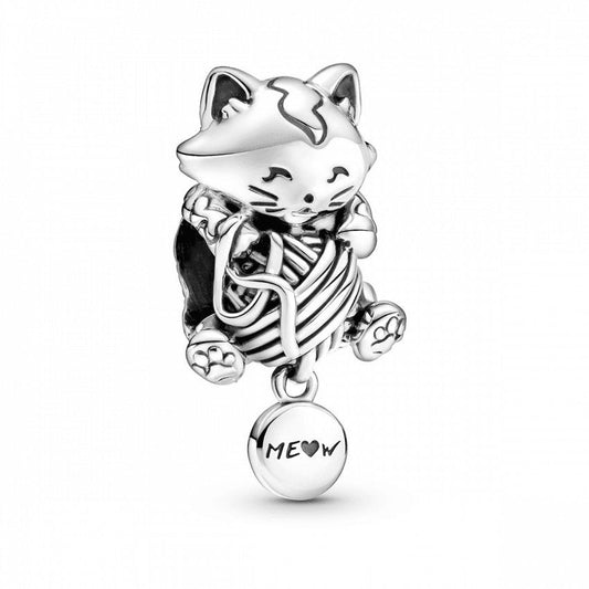 Kitten Yarn & Ball Charm S925 Sterling Silver Charm