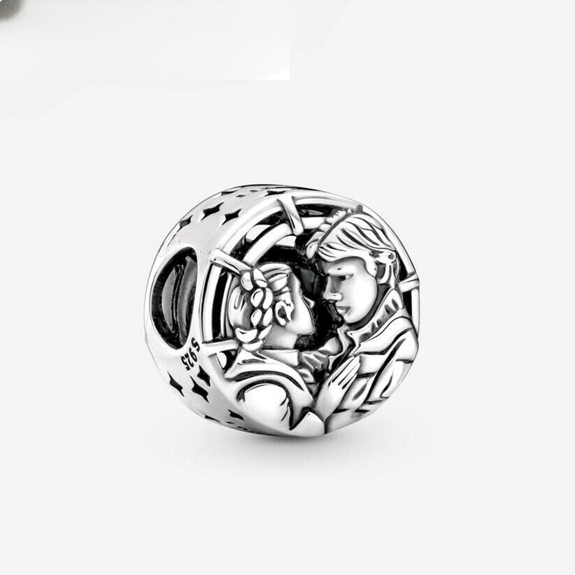 Disney Star War Han Solo & Leia Charm S925 Sterling Silver