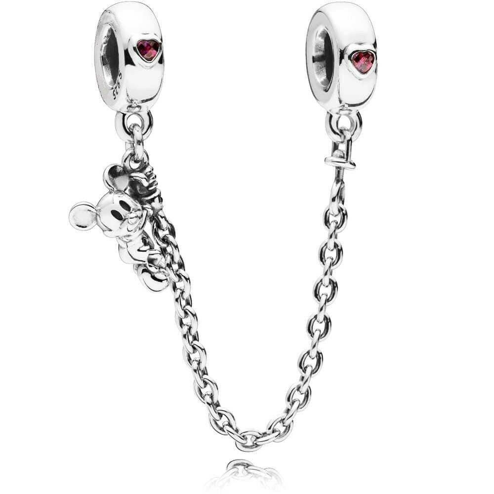 Climbing Mickey Safety Chain Charm S925 Sterling Silver
