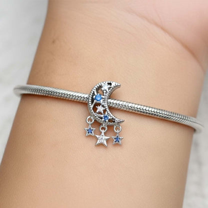 Star & Crescent Moon Charm S925 Sterling Silver