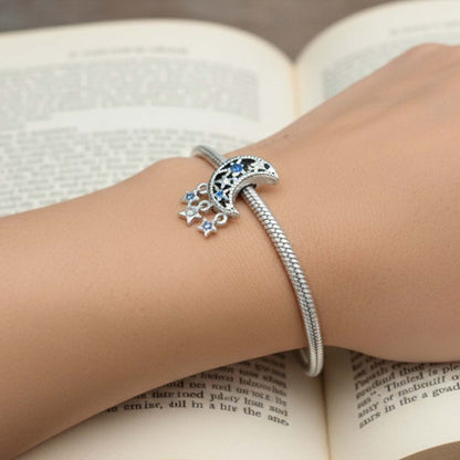 Star & Crescent Moon Charm S925 Sterling Silver