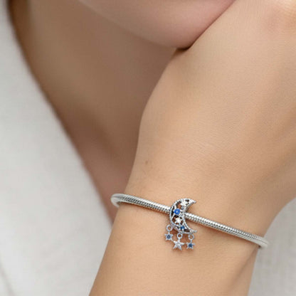 Star & Crescent Moon Charm S925 Sterling Silver
