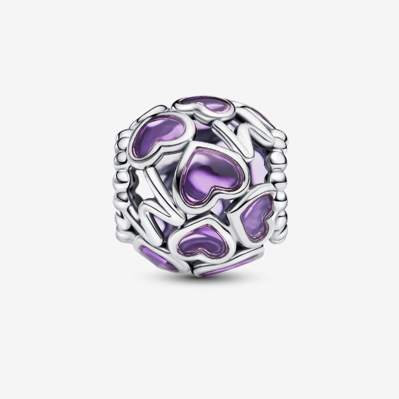 Openwork Hearts Mum Charm S925 Sterling Silver