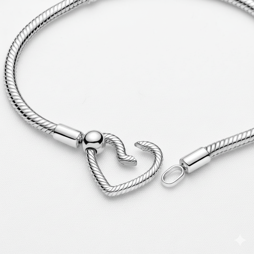 Heart Closure Snake Chain Charms Bracelet