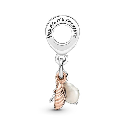 Freshwater Cultured Pearl, Starfish & Shell Triple Dangle?harm  S925 Sterling Silver
